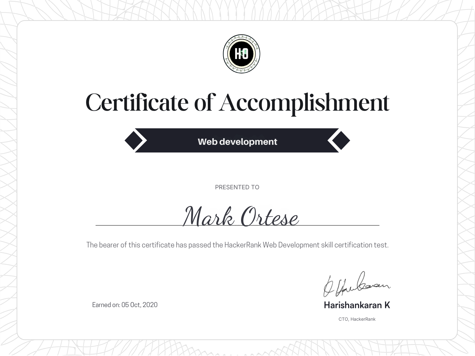 HackerRank Web Development